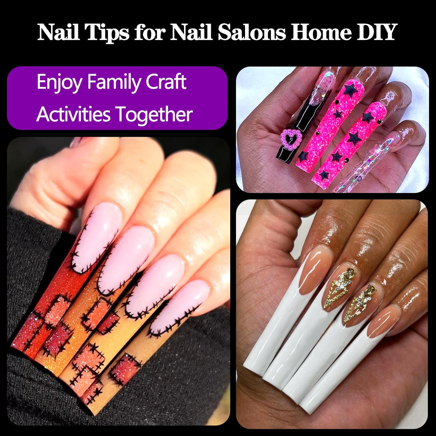 3XL Square Nail Tips, 240PCS Clear Full Cover Artificial False Nails Tips, Extra Long Square No C Curve Acrylic Nail Tips, XXXL Tapered Fake Nails for Salons Home DIY Nail Art 12 Sizes