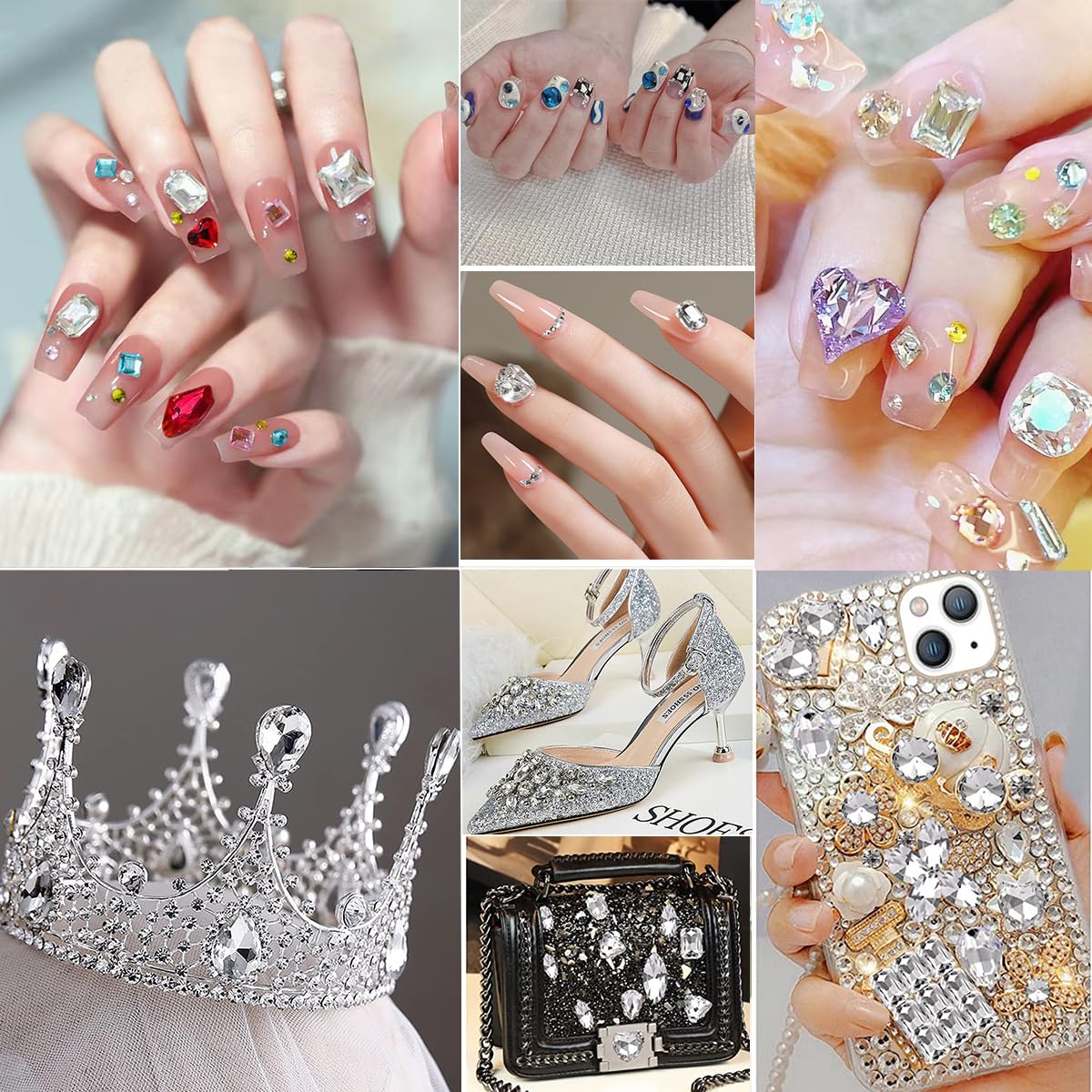 DONGZHOU 72pcs Mix Shape Crystal Nail Art Rhinestone Gems Point Back Fancy Stone Sew On Rhinestone Loose Crystal Sewing for Clothing Wedding Dress Nail Art Shoes Bags DIY Crafts