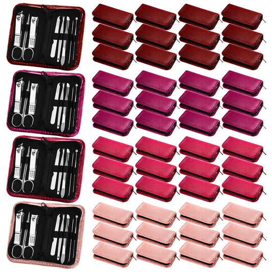 Coume 48 Set Men Gift Bulk Nail Care Kit Stainless Steel 8 in 1 Manicure and Pedicure Set with Travel Case Stocking Stuffers Baby Shower Prizes for Employee Teacher Staff Coworkers(Red Series)