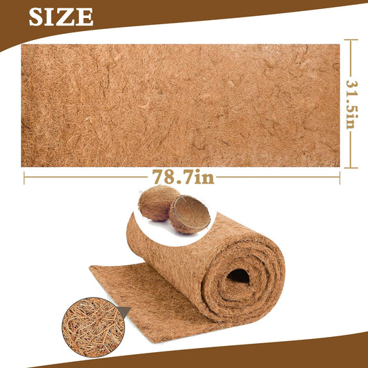 Natural Coco Liner Roll-31.5x78.7 Inch Coconut Coir Liner Sheets Coco Mat for DIY Flower Basket Liner Pet Pad Reptile Carpet Moss Pole