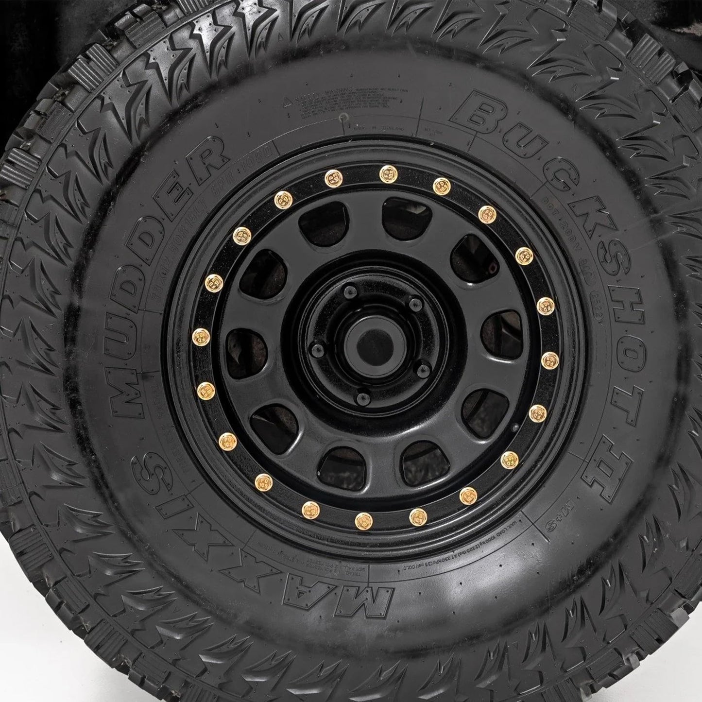 Rough Country 15x10 Black Steel Simulated Beadlock Wheel - 5x4.5, 39mm Offset, 3.30 Bore, Heavy-Duty Off-Road Rim for Trucks, Jeeps & SUVs