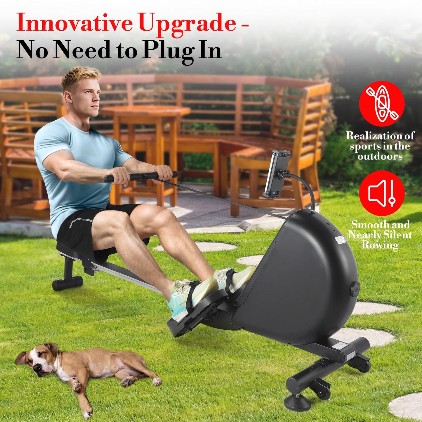 Rowing Machines for Home,Magnetic Rowing Machine with 16 Levels, 350 LB Weight Capacity, Free Snailcle App