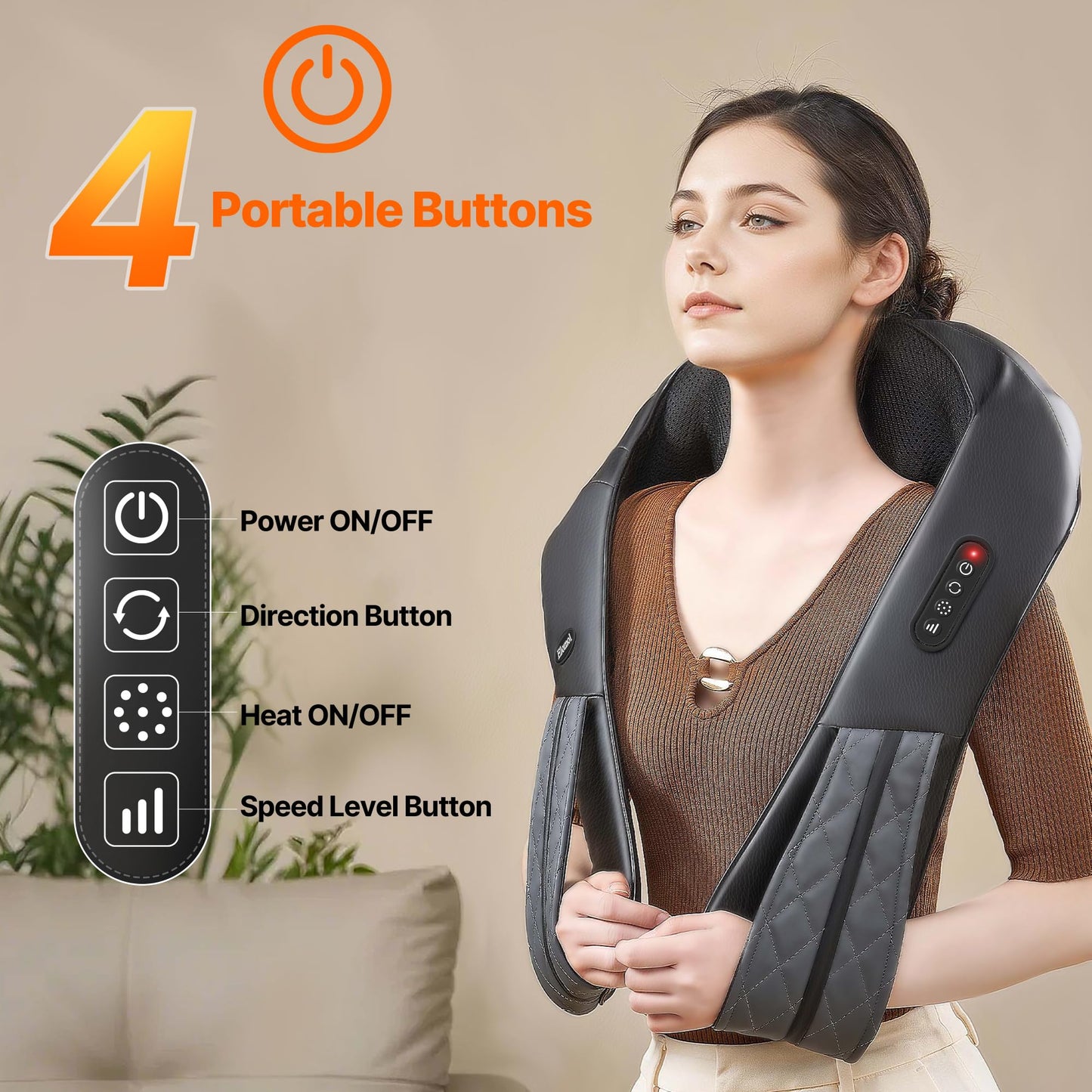 Neck Shoulder Massager with Heat - Rechargeable Back and Neck Massage Pain Relief Deep 5D Tissue Shiatsu Kneading Massager for Shoulder Back Leg Gifts for Mom Dad Men Women Her Him