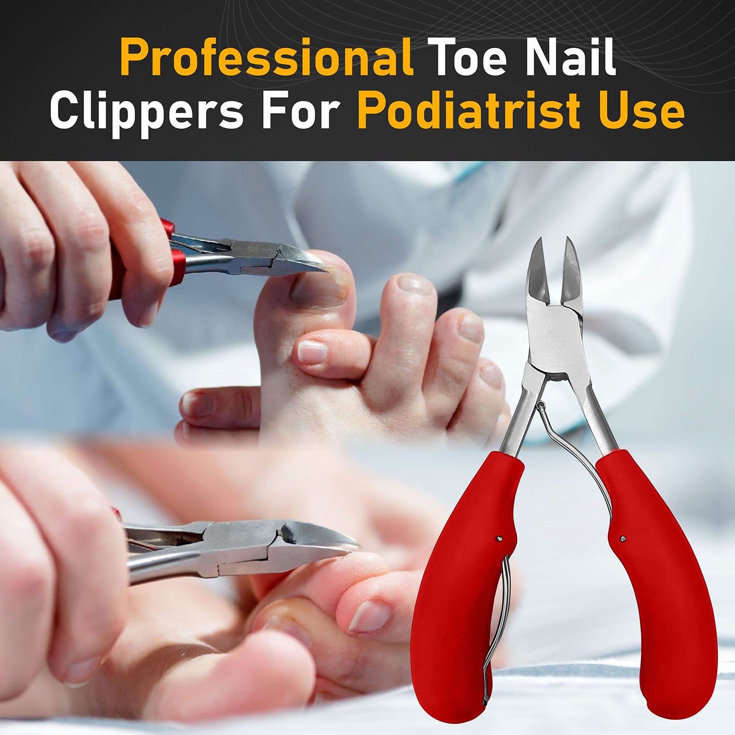 Toenail Clippers for Seniors Thick Toenails- Heavy Duty Podiatrist Ingrown Toe Nail Cutter for Men, Professional & Adults - Easy Grip Handle Stainless Steel (Large, 8, Count)