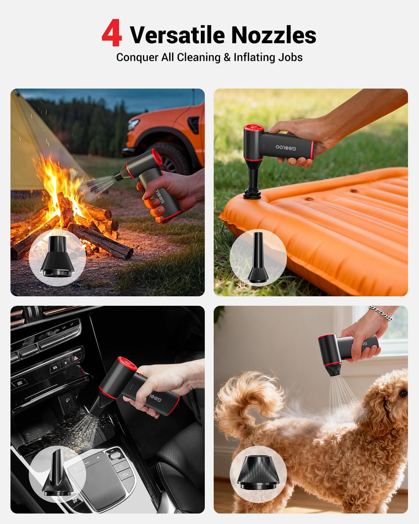 GOOLOO 6000A Jump Starter GT6000 Car Starter & GOOLOO F3 Compressed Air Duster, 150000RPM Duster for Cleaning