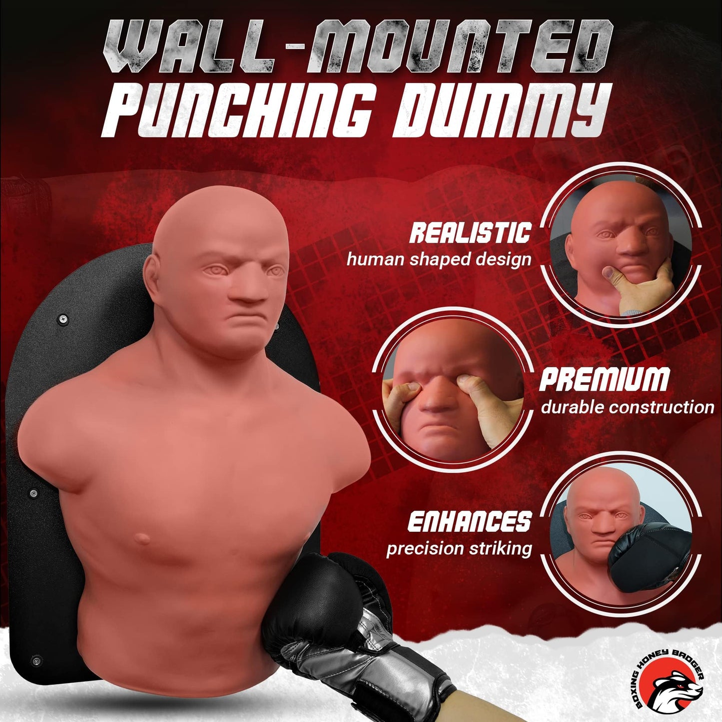 Boxing Honey Badger Wall-Mounted Punching Dummy Boxing Punching Bag Martial Arts Training Dummy