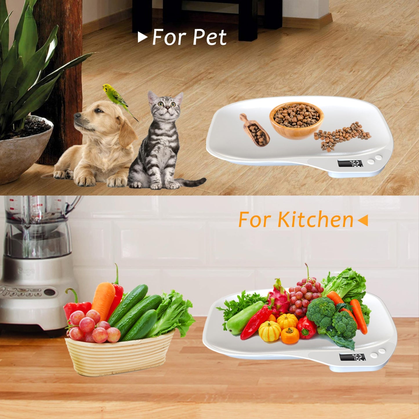 HMRCYTE Small Animal Digital Scale, Pet Scale with LCD Display, Puppy Scale, Electronic Kitchen Food Scale, (Max 33lbs),14 x 10 inches, for Weighing Kitten, Puppies, Hamster, Newborn Pets (White)