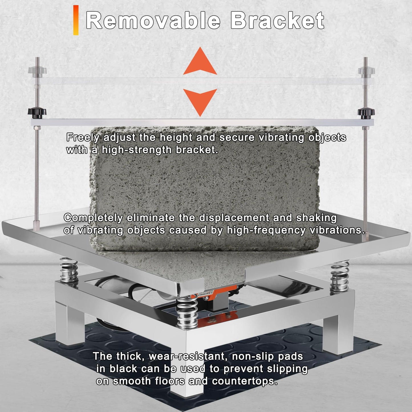 BIZOEPRO Concrete Vibration Table, 110V 120W, 19.7x19.7in 50x50cm Stainless Steel 77 lbs, with Detachable and Adjustable Bracket, Speed Controller, Vibrating Test Bench, Remove Air Bubbles Level Tool