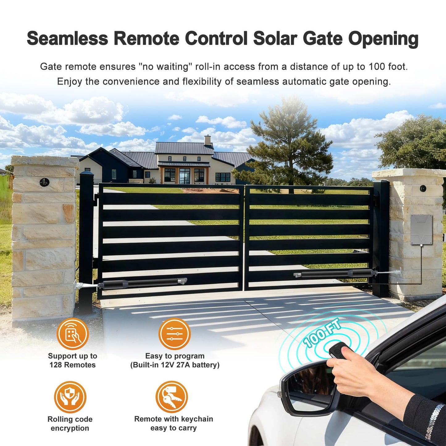 Gyxel C01-L Smart Automatic Gate Openers Kit, App Compatible Dual Swing Gate Opener-Up to 14ft Long or 440lb Per Arm, Electric Gate Opener for Driveway Dual Swing Gate with Gate Remote and More