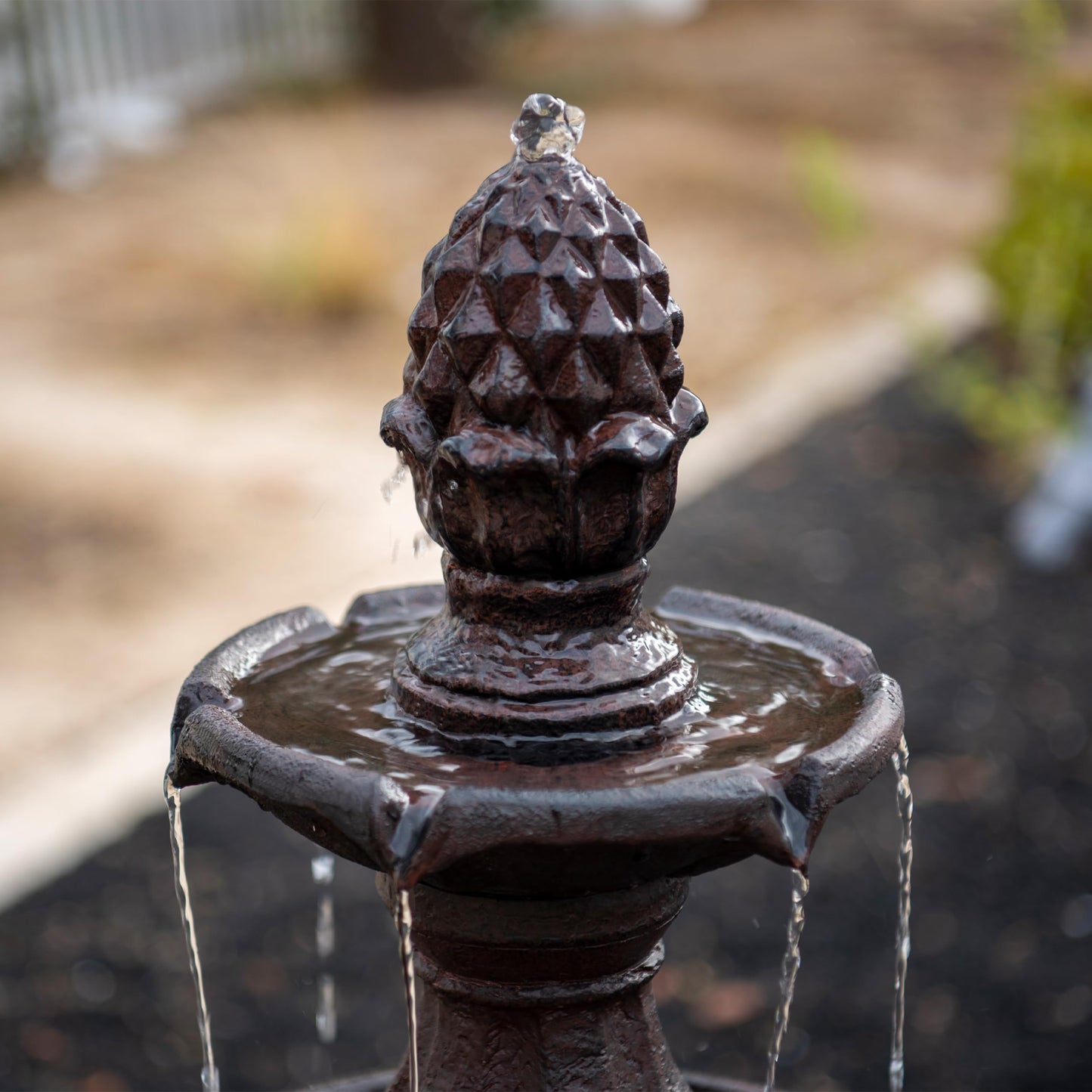 XBrand 51" 3-Tier Outdoor Waterfall Fountain, Weather-Resistant Resin Freestanding Water Feature with Pump, Brown