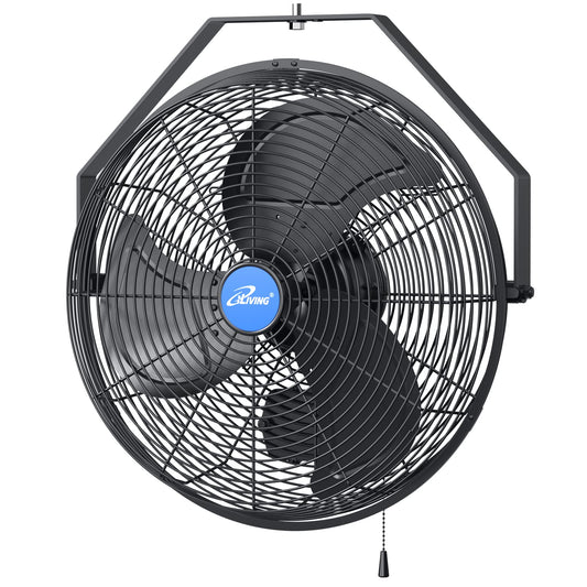 iLiving 18" Wall Mounted Fan - 6360 CFM, 3-Speed, Industrial Grade, Commercial/Residential, Weatherproof Outdoor/Indoor Fan for Garage, Patio, Workshop, Greenhouse | UL Listed, Mist Kit Compatible