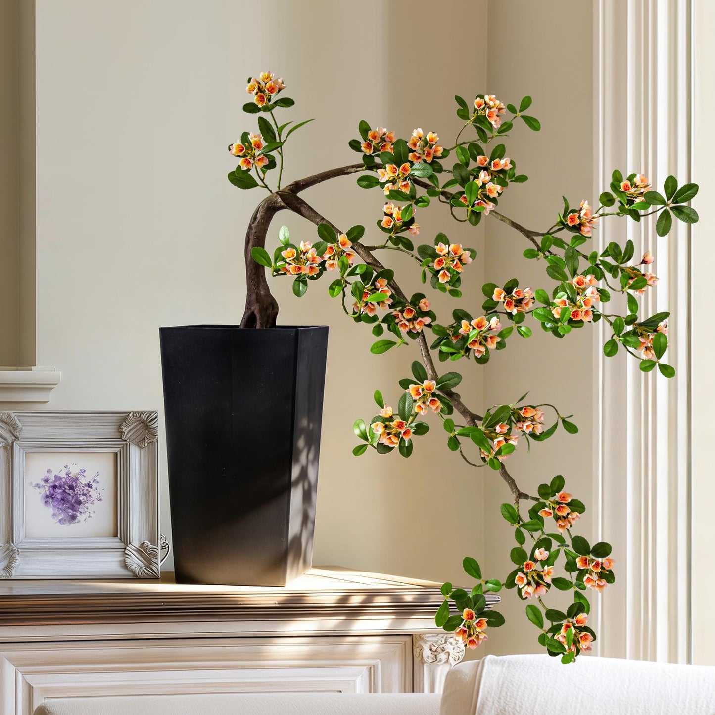 3ft Artificial Bonsai Tree Large Fake Bonsai Tree with Pot Artificial Cherry Blossom Tree Indoor Sakura Faux Bonsai for Entryway Living Room Home Office Japanese Decor (Yellow)