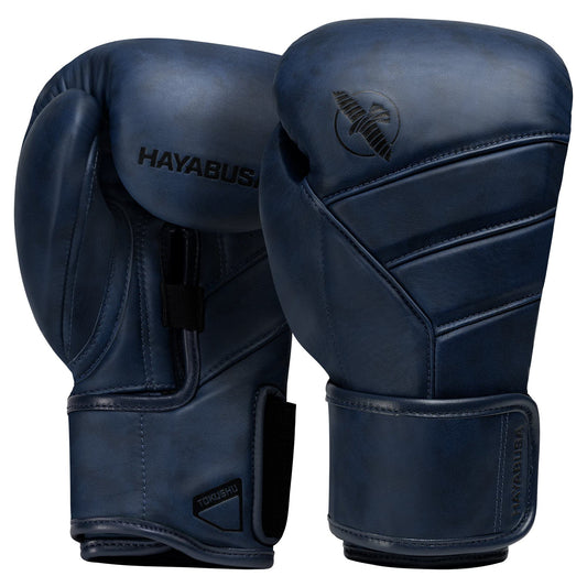 Hayabusa T3 LX Leather Boxing Gloves Men and Women for Training Sparring Heavy Bag and Mitt Work - Indigo, 12oz