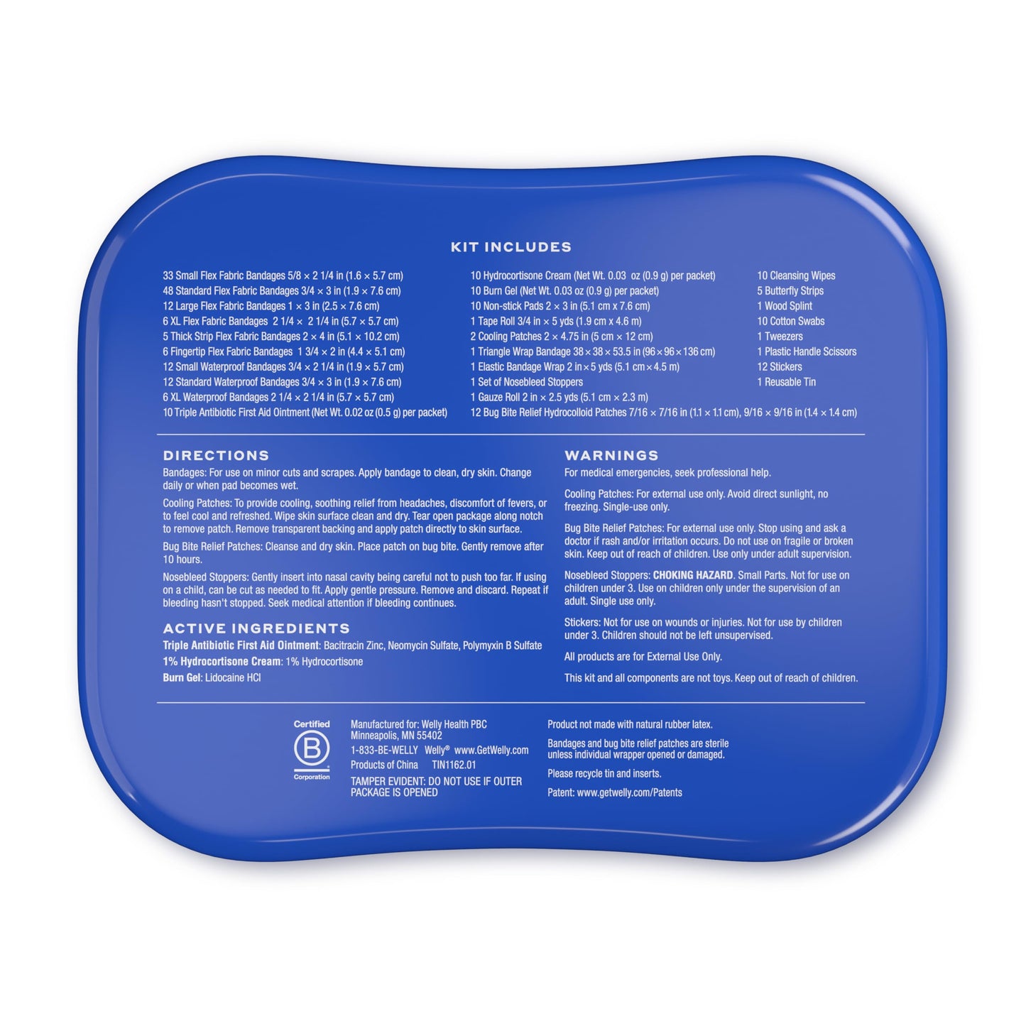 Welly Comprehensive First Aid Kit - FSA Eligible - Adhesive Bandages, Tape and Non-Stick Pads, Butterfly Strips, Cleansing Wipes, Ointments, Gauze, and More - 240 Pieces