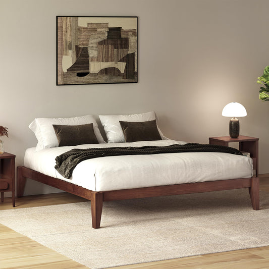 AllForWood Thor Premium Solid Wood Bed Frame Full, Japanese Joinery Bed Frame with Wood Slat Support, Platform Bed, No Box Spring Needed, Easy Assembly, Minimalist & Modern Style (Mahogany)