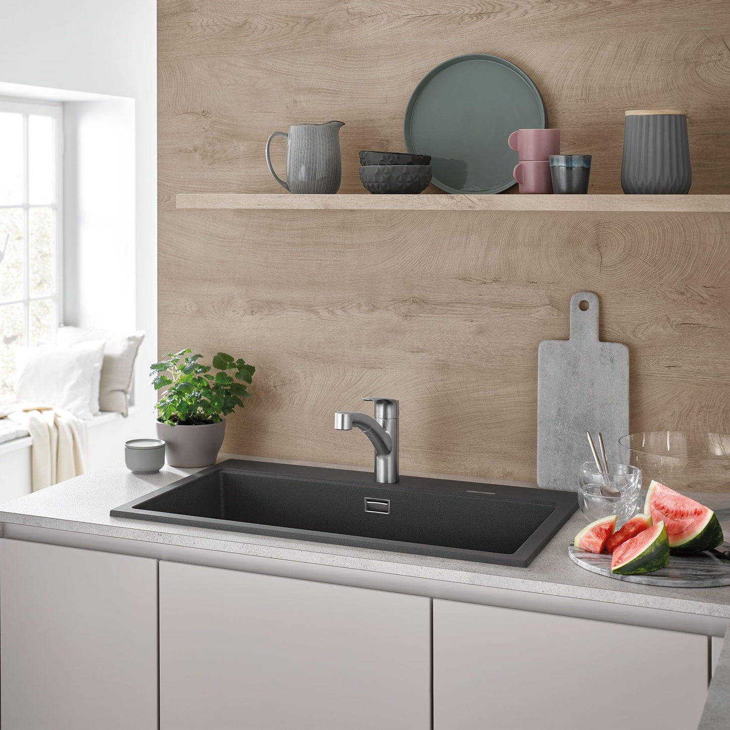 GROHE 30306DC1 Eurosmart Dual Spray Pull-Out Kitchen Faucet with Sprayer, 1.75 GPM, Supersteel (Stainless Steel)