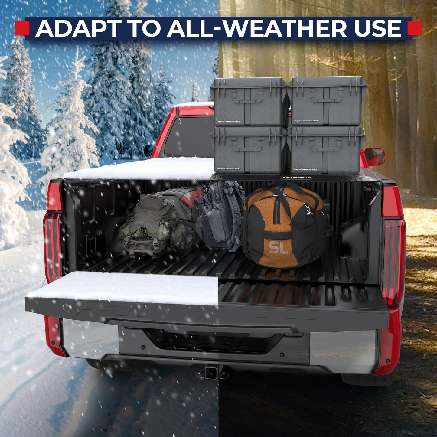 MOSTPLUS Roll-Up Soft Vinyl Truck Bed Tonneau Cover Compatible with 2007-2013 Toyota Tundra Fleetside w/Deckrail System 8 FT 97.6 inch On Top