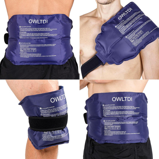 OWLTDI Ice Packs Soft Flexible Gel Pack for Injuries Reusable Cold Hot Therapy for Shoulder Knee Back Elbow Leg Hip Arm for Muscle Relief & Recovery 17.5'' x 9.5'' Navy Blue