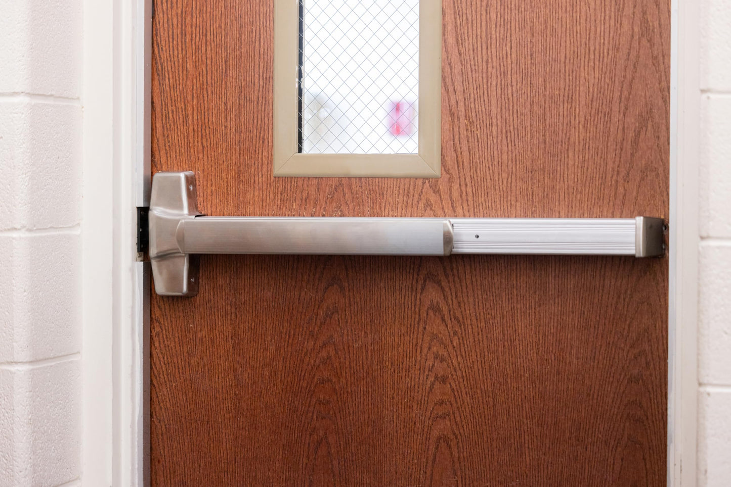 Brinks Commercial M91P Push Bar Door Exit Device and Night Latch, Panic Device, Rim exit bar, UL305 Compliant, Satin Stainless Steel