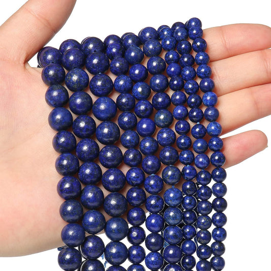 About 45pcs 8mm Stone Beads Lapis Lazuli Beads Crystal Gemstone for Jewelry Making, DIY Bracelet Necklace Blue Beads