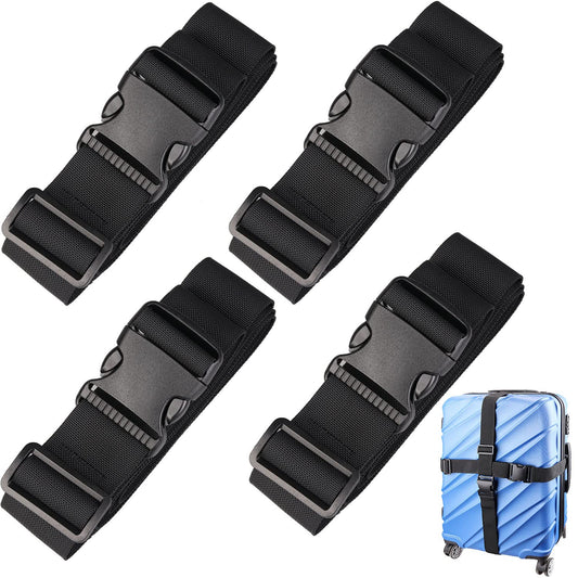 MAGARROW 1.5-Inch Luggage Straps Buckle Packing Strap Adjustable Belts Suitcase Secure Accessory for Travel (Black, 1.5'' x 78")