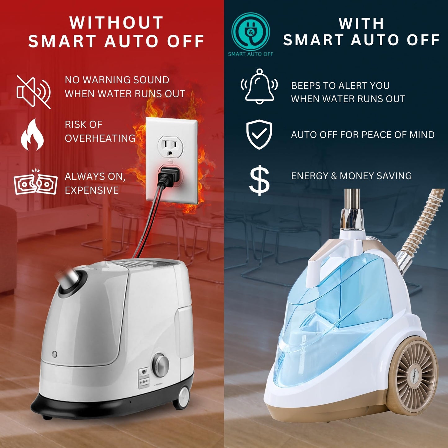 True & Tidy Luxury Standing Garment Steamer with 10 Steam Settings, Smart Auto Shut-Off 1800 Watt Powerful Clothes Steamer, Fast Heat Up, Wrinkle Removal for Home and Business Use