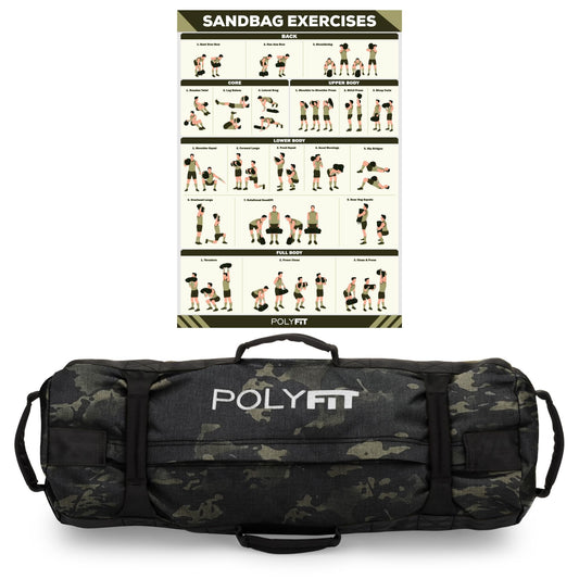 Heavy Duty Workout Sandbags for Fitness - Black Camo - Large