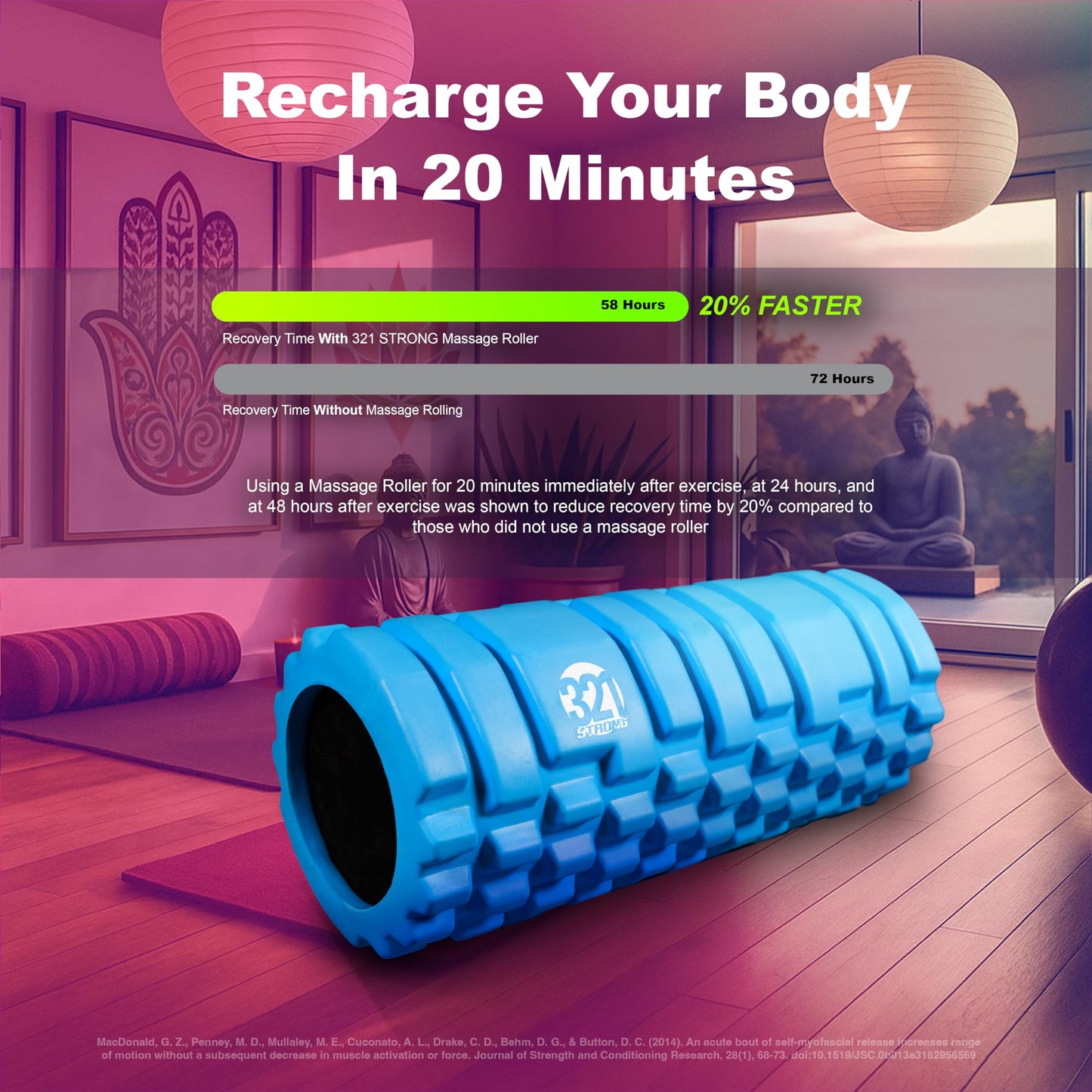 321 Strong Foam Roller - Medium Density Deep Tissue Massager for Muscle Massage and Myofascial Trigger Point Release, with 4K eBook - Blue