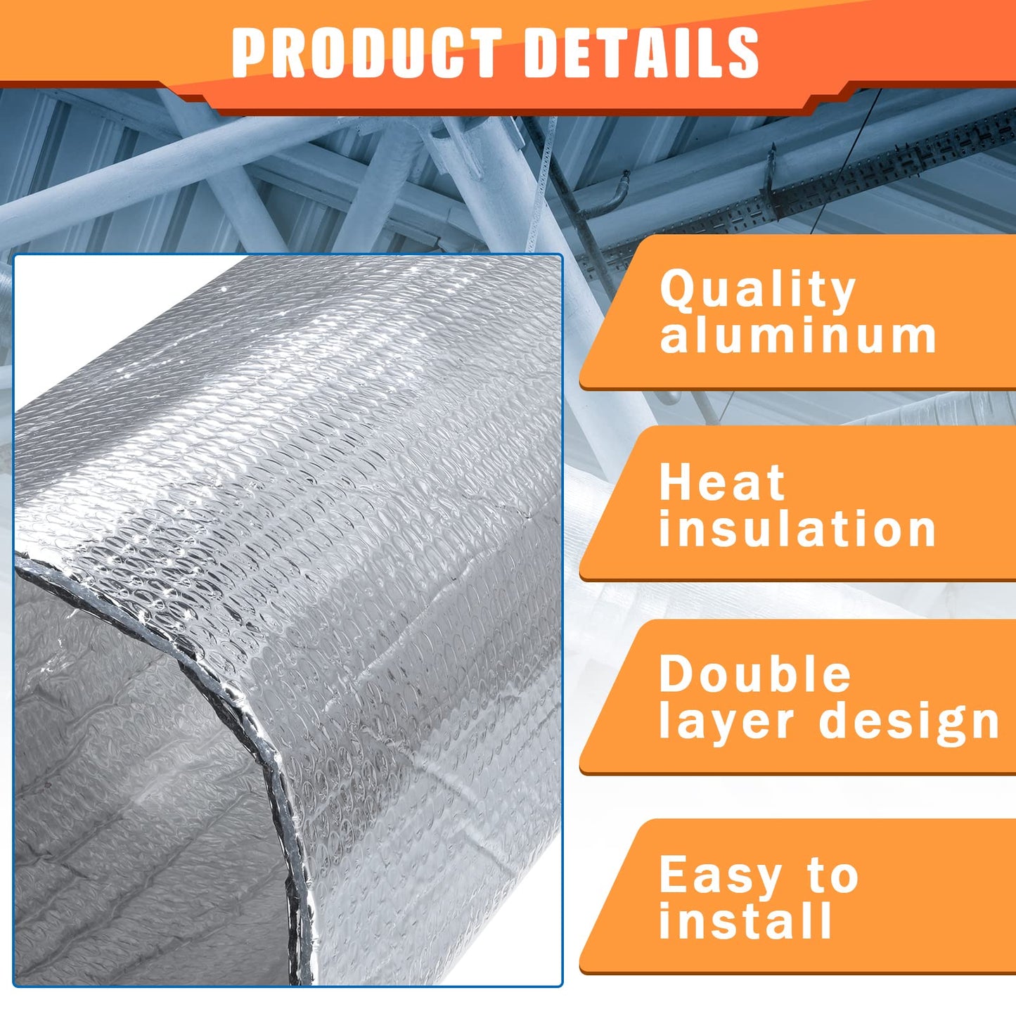 Gerrii 16 Pcs 16 P Garage Door Insulation Kit Double Bubble Insulation Panels Reflective Aluminum Radiant Thermal Winter Summer Barrier Sheets 100 Tape for Attic Garage Wall (20.5 x 54 Inch)