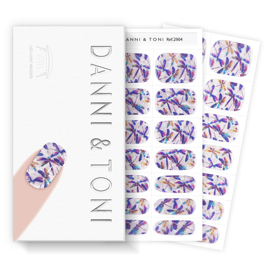 DANNI & TONI Semi Cured Gel Nail Strips Dragonfly Cat Eye Gel Nail Stickers 28 Stickers Gift for Woman | Dragonfly Dream