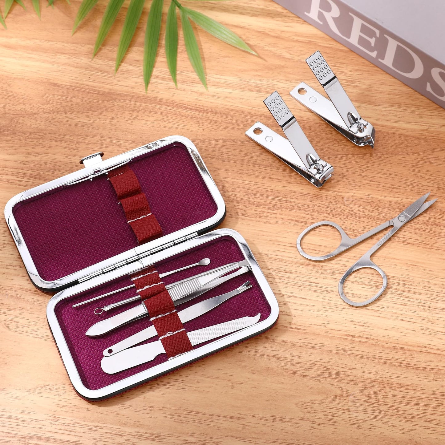 15 Set Manicure Kit Bulk for Mother's Day, Nail Clipper Set Bulk, Travel Case Included, Individually Wrapped Finger Nail Clippers Adult for Homeless, Hotel, Charity (5 Color, 8 in 1)