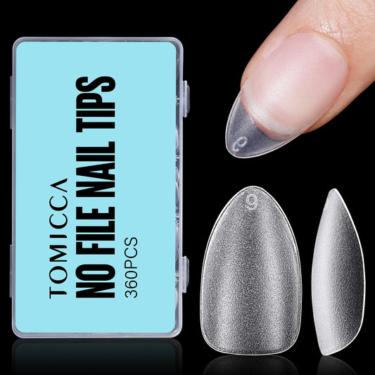 TOMICCA Short Almond Nail Tips, 360Pcs Full Cover Double Sided Matte Gel Nails,15 Sizes Acrylic Short Fake Nails for Nail Extensions Home Diy Salon