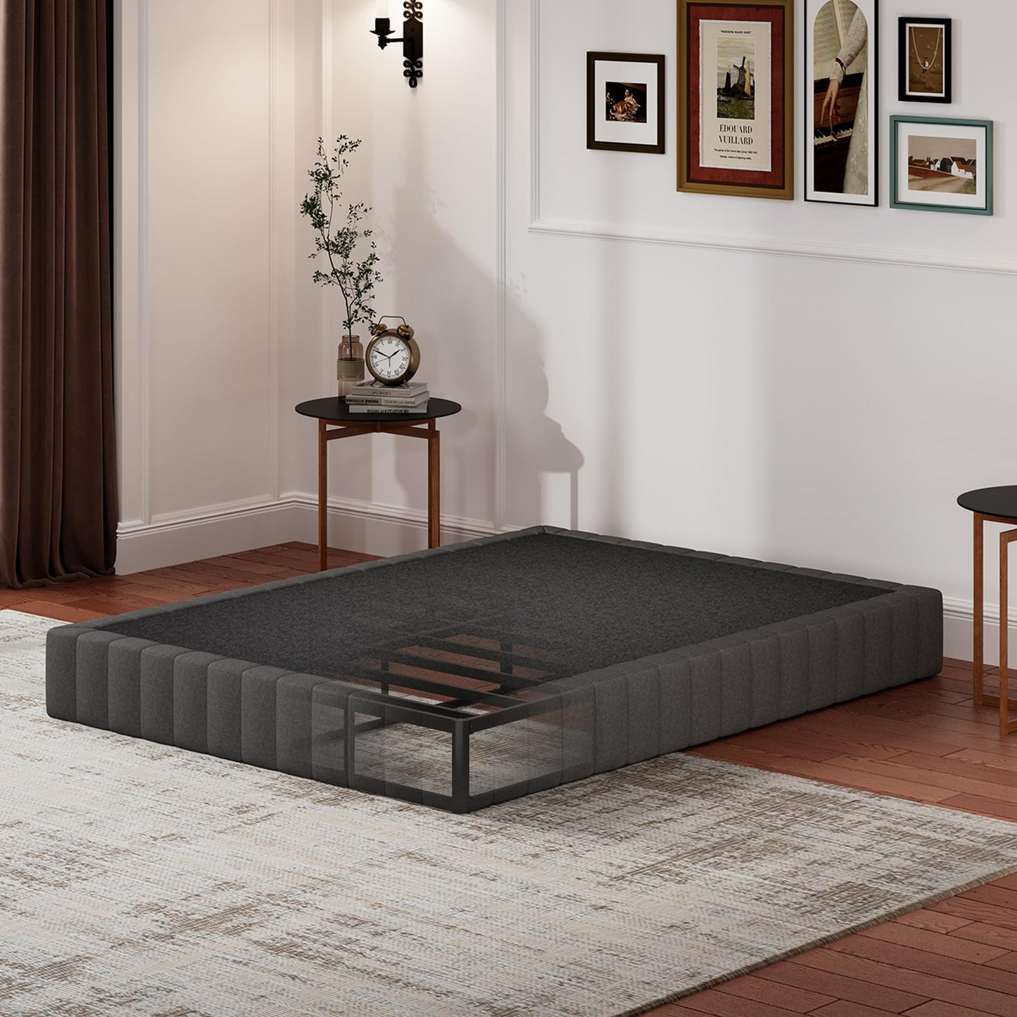 UOMEUR Box Spring for Queen Bed,9 Inch Low Profile Box Spring Queen for Queen Mattress, 3000lbs Heavy Duty Metal Mattress Foundation Support,Noise-Free, Non-Slip, Easy Assembly, Cleanable Fabric Cover