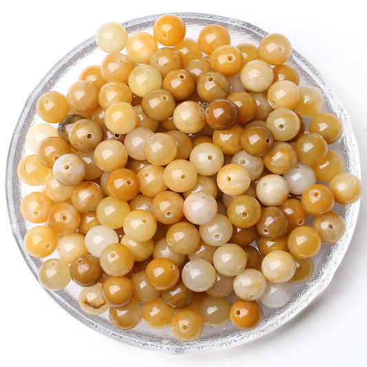 QINJIEJIE 100PCS Yellow Aventurine Stone Beads 8mm Natural Beads Round Loose Gemstone Bead for Bracelet Beading Crystal Jewelry Making DIY Necklace Earrings 0.32"