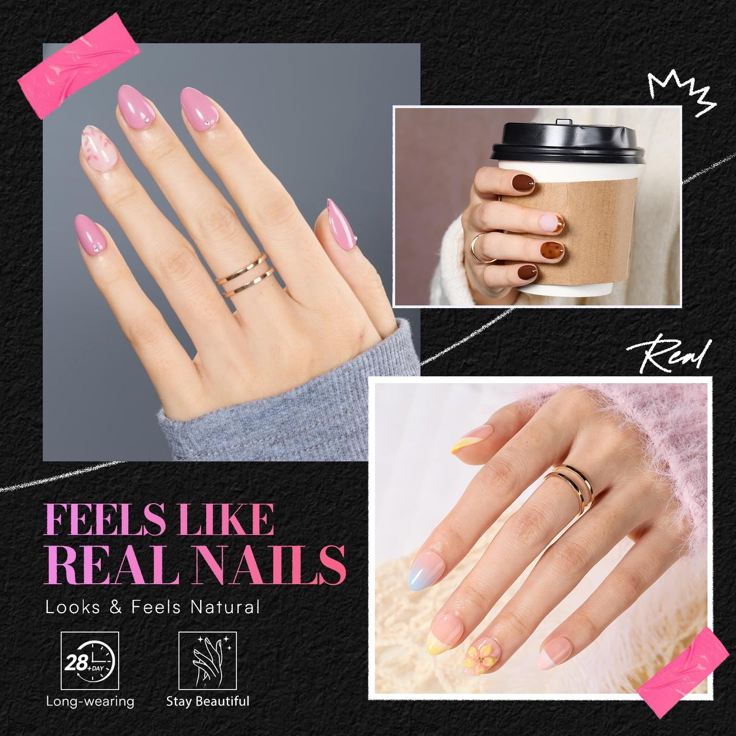 Makartt Extra Short Almond Nail Tips: 504PCS Pre Etched Clear False Nails Tips Almond Shapes, 15 Sizes Full Cover Half Matte Soft Acrylic Press On Nail Extensions Supplies Salon and DIY at Home