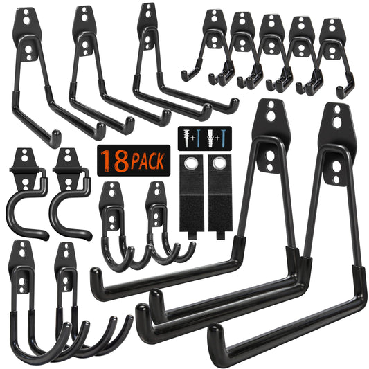 Kodreat 18 Pack Garage Hooks Heavy Duty - Anti-Slip Coating， Garage Storage Hooks for Hanging Bike，Ladder，Garden Tools，Hose