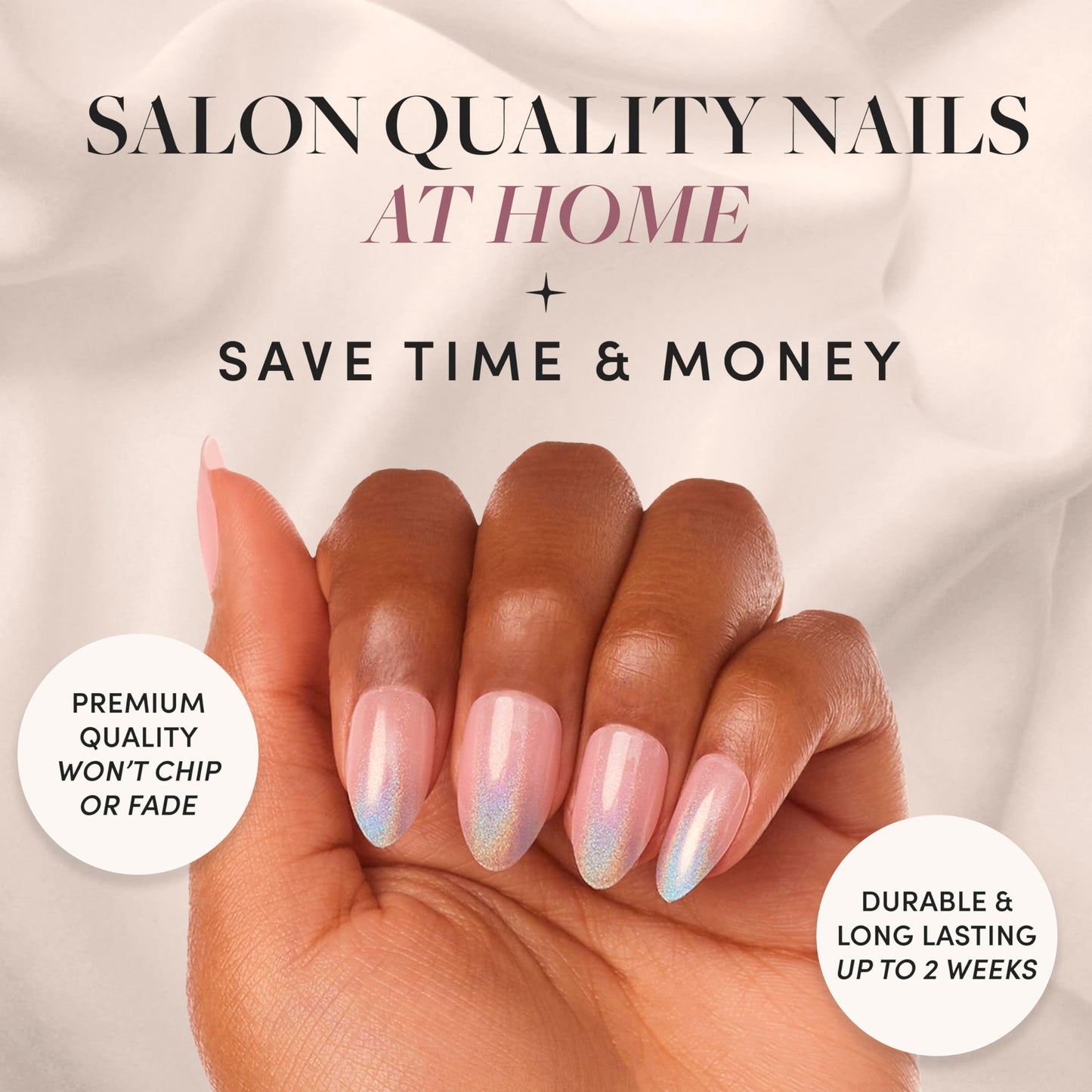 Glamnetic Press-On Nails Bundle - Winter Storm & Cherry Glaze | Semi-Transparent Short Almond Nails | Glazed Short Almond False Nails | Reusable, Salon-Quality Nail Kits