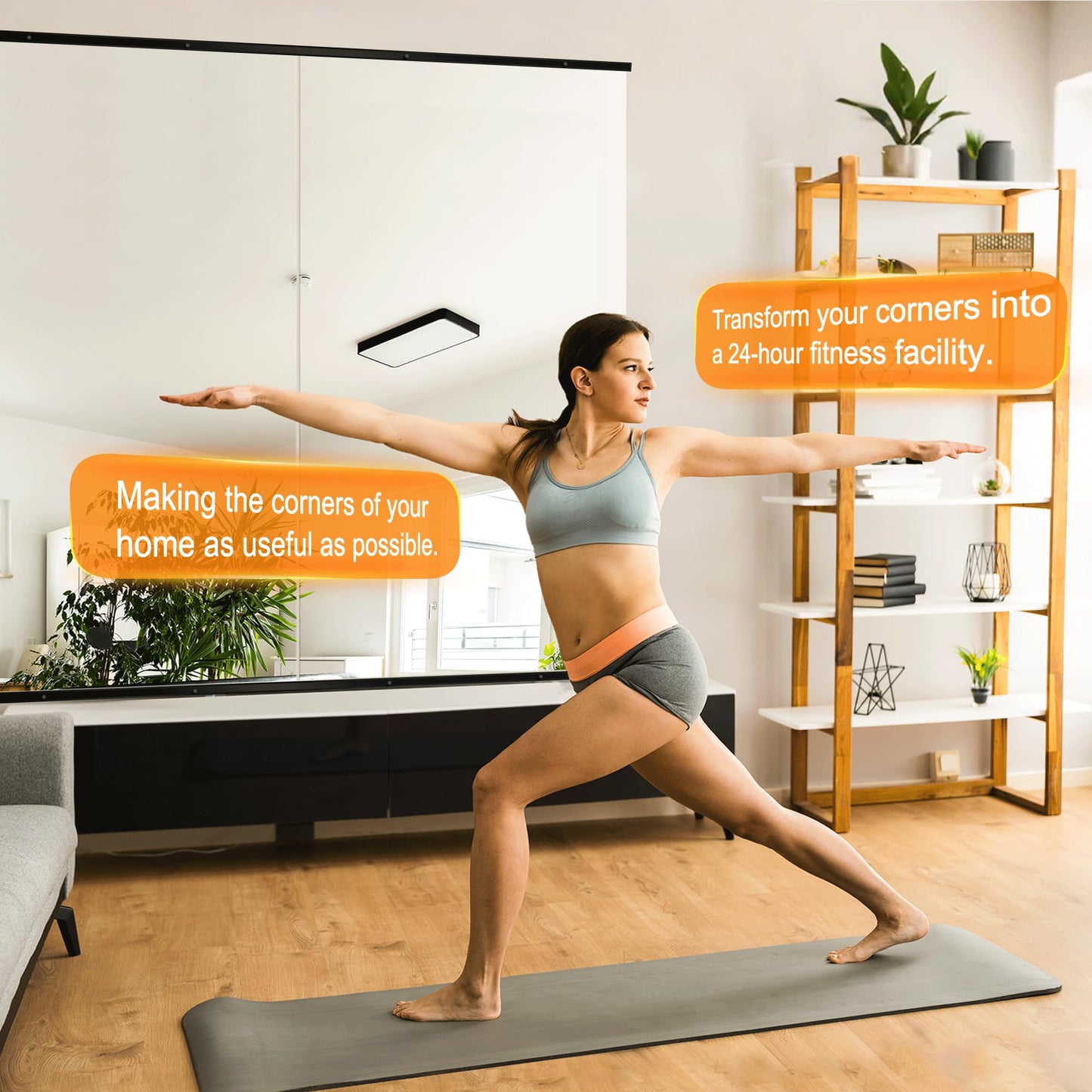 Delma Home Gym Mirror, 54''x28''x2PCS Black Wall Mounted Large Frameless Tempered Glass Wall Mirror for Home Gym, Garage, Bedroom, Bathroom