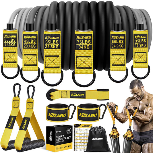 KUZARO Heavy Resistance Bands for Working Out, 300lbs/360lbs Heavy Exercise Bands with Handles, Resistance Bands for Men, Weight Bands Set for Muscle Training, Strength, Yoga, Home Workout Equipment