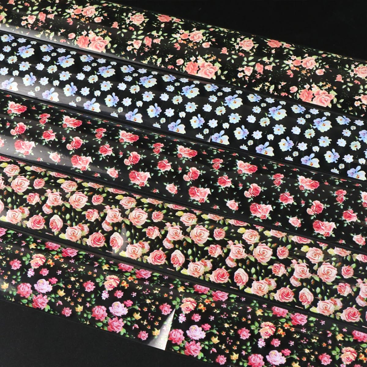 Flower Nail Art Foil Transfer Stickers Spring Flowers Nails Foils Transfer Decals Flower Nail Decals Nail Art Supplies Starry Sky Paper Nail Adhesive Transfer Slider for Women Manicure Nail Decoration