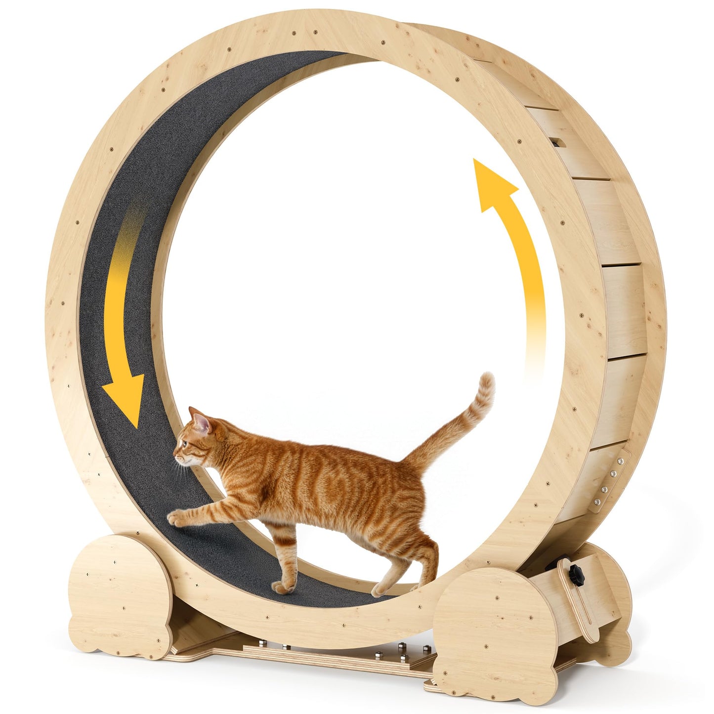FansaFurn Cat Exercise Wheel for Indoor Cats – 46" Running Treadmill with Felt Track, Perfect for Small & Adult Cats, Natural Wood Color