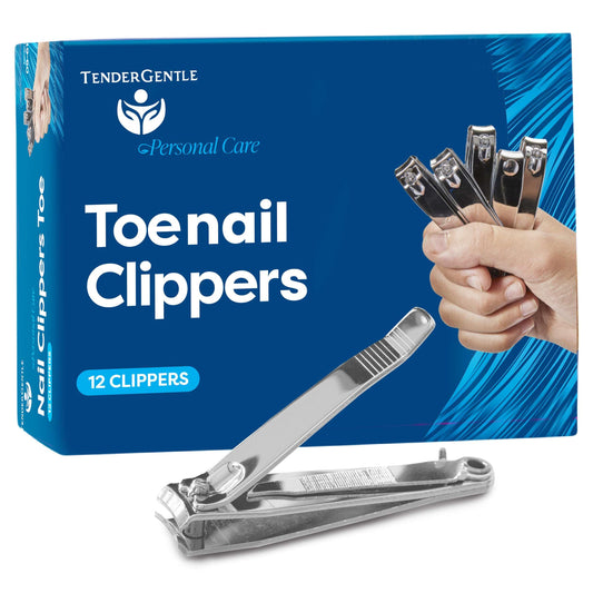Toe Nail Clippers for Men and Women - 12 Stainless Steel Toenail Clippers with Nail File - Cuts, Shapes, and Smooths - Good for Salons, Homes, Medical Facilities, and More