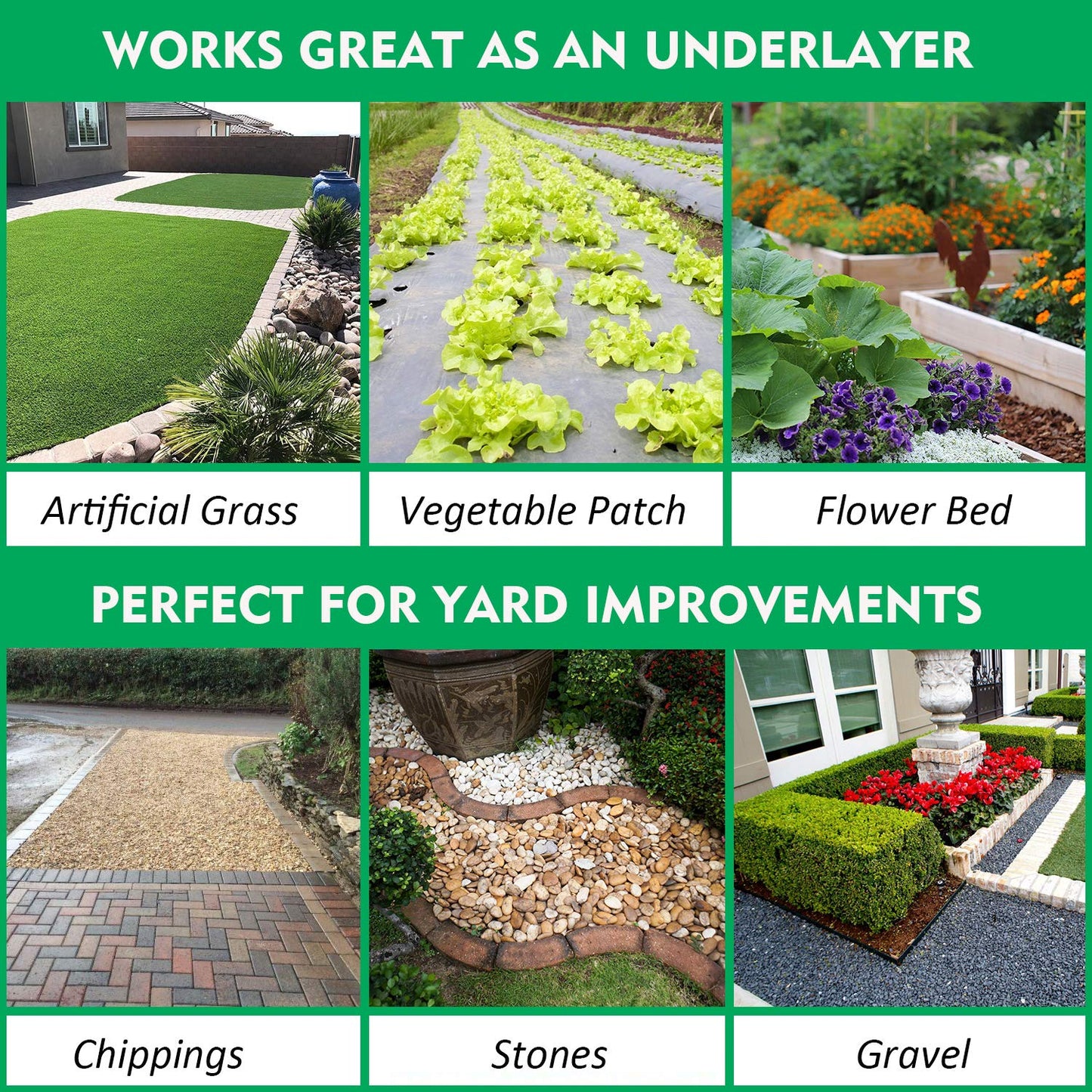 Kdgarden Premium 5oz Pro Weed Barrier Landscape Fabric Ground Cover Heavy Duty Commercial Anti-Weed Gardening Mat, 4ft x 300ft, Black