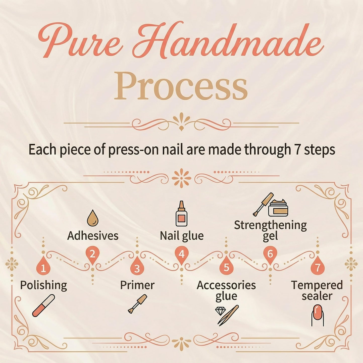 Oceanic Dream - Handmade Short Square Press on Nails Iridescent Pearl Cat Eye Fake Nails 10Pcs Size L Complete Kit Press Ons - Eli Miré