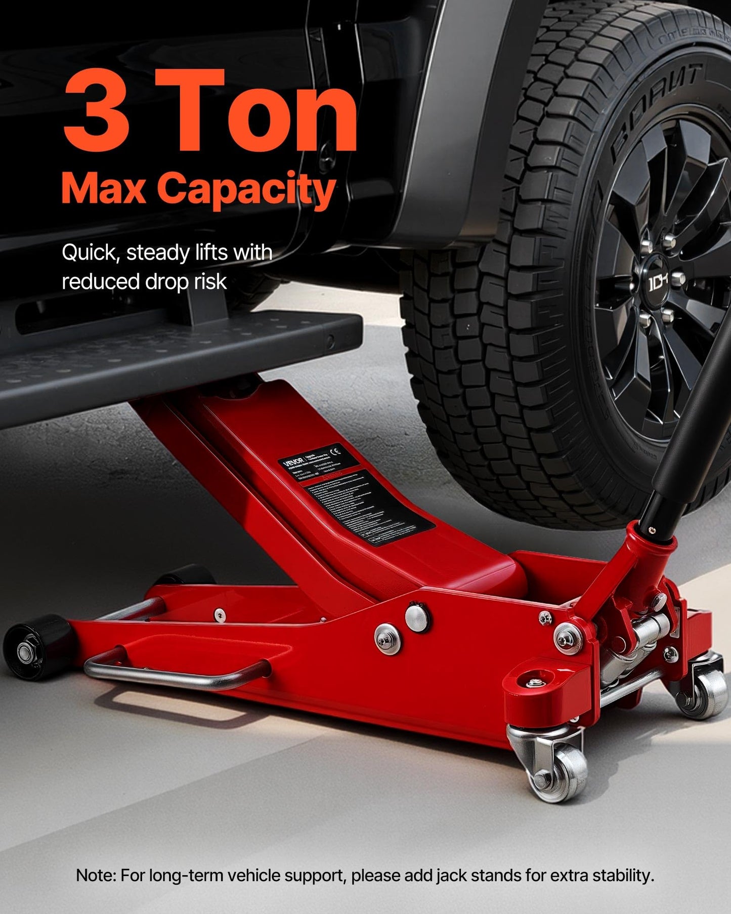 VEVOR Low Profile Floor Jack, 3 Ton (6614 lbs) Capacity, Aluminum Racing Floor Jack with Dual Pistons Quick Lift Pump, Hydraulic Trolley Car Lift for Sports Car, SUV, Pickup, Lifting Range 3.3"-20.3"