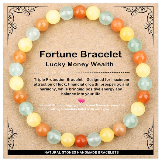 AD Beads 6mm Handmade Fortune Bracelet Elastic Bracelet – Natural Gemstone for Lucky Money Wealth – Meditation, Yoga, Healing and Energy Gift for Men Women