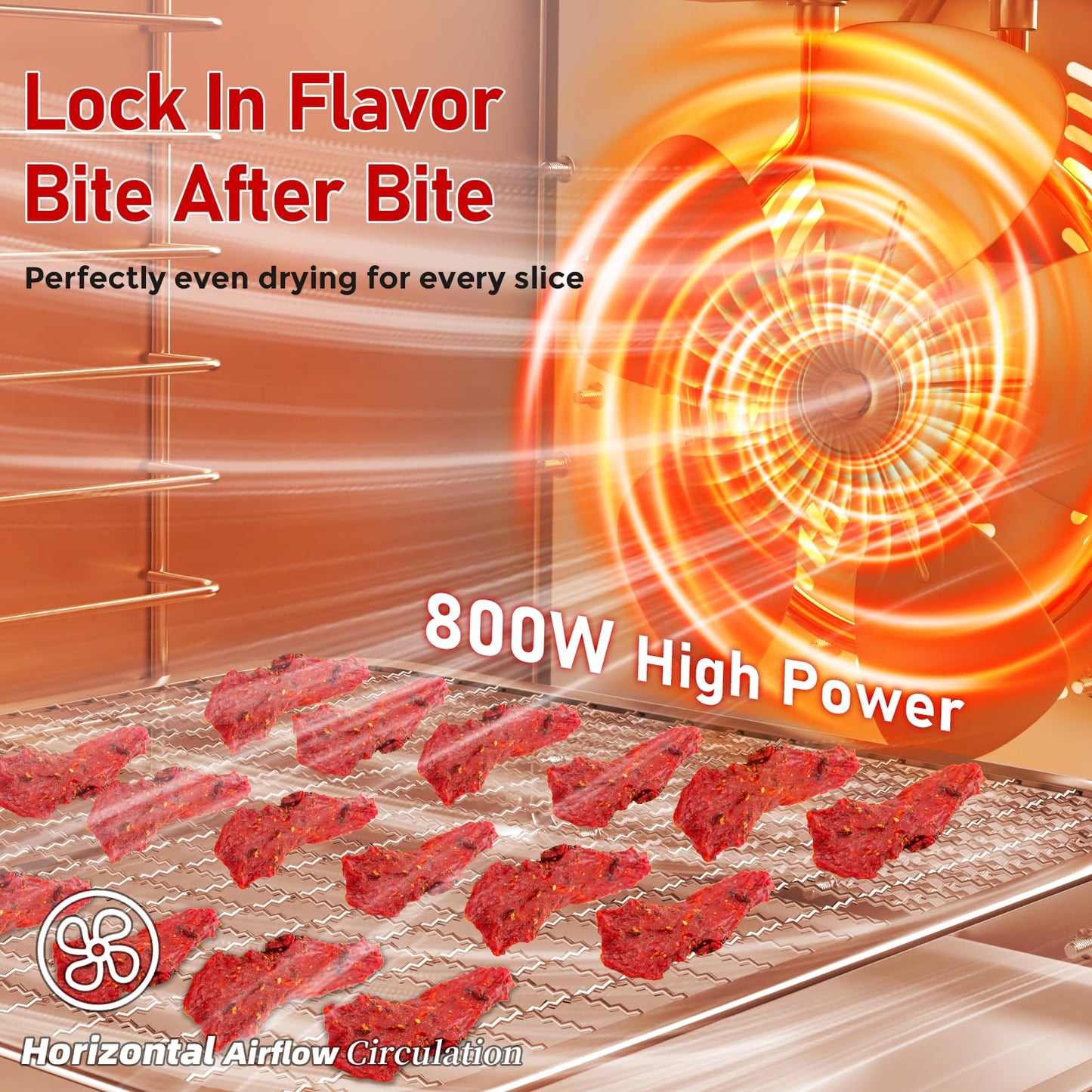 Food Dehydrator with 10 Stainless Steel Trays, 800W Dehydrator with 194℉ Temperature Control & 24H Digital Timer, Low Noise, 4 Presets, for Jerky, Herbs, Yogurt, Dog Treats