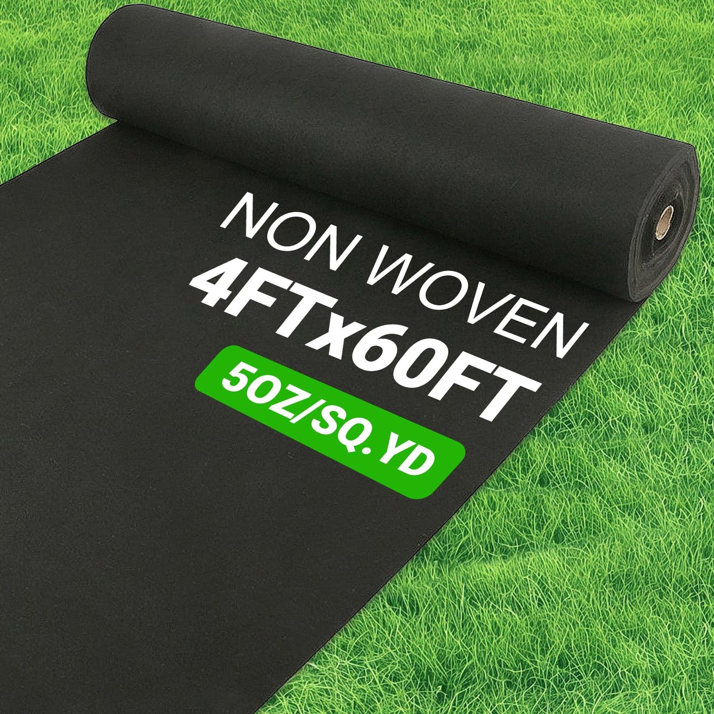 5oz Non Woven Geotextile Fabric with Stakes for French Drains, 4x60FT High Permeability Drainage Fabric Heavy Duty Landscape Fabric for Gravel Grid, Garden, Flower Beds, Weed Control, Erosion Control