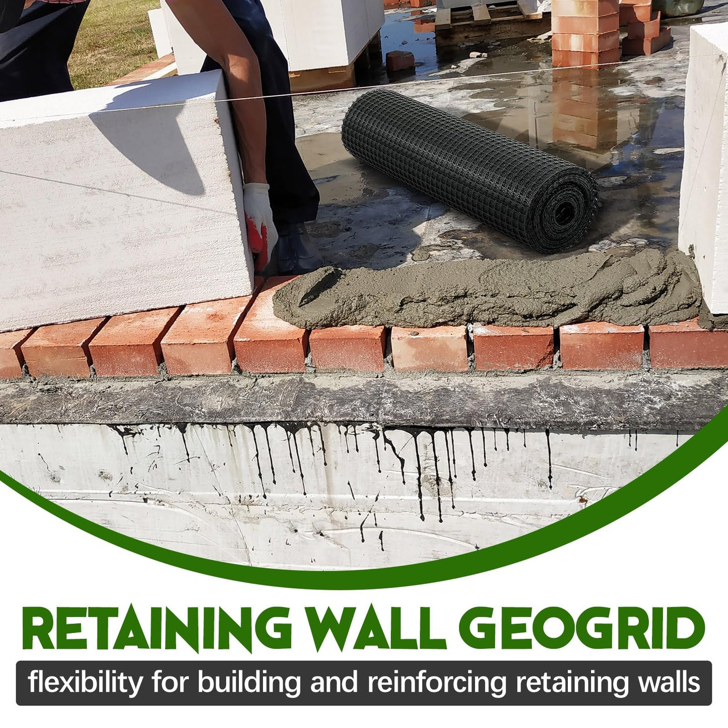 Wesnoy 4ft x 50ft Bi-Directional Universal Retaining Wall Geogrid Driveway Stabilization Grids Gravel Grid Walls Geocell Geogrid for Retaining Wall