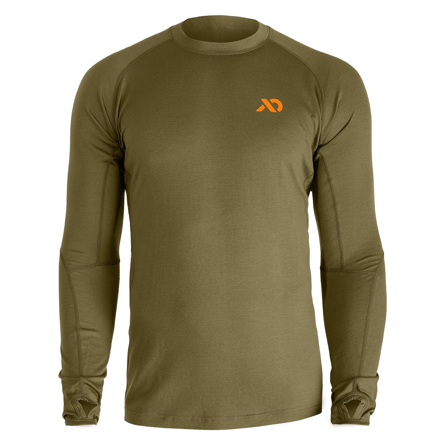 First Lite Men's Wick Long Sleeve Crew - Merino Wool Camo Hunting Base Layer, UV Protection Moisture Management Shirt, Conifer, Medium